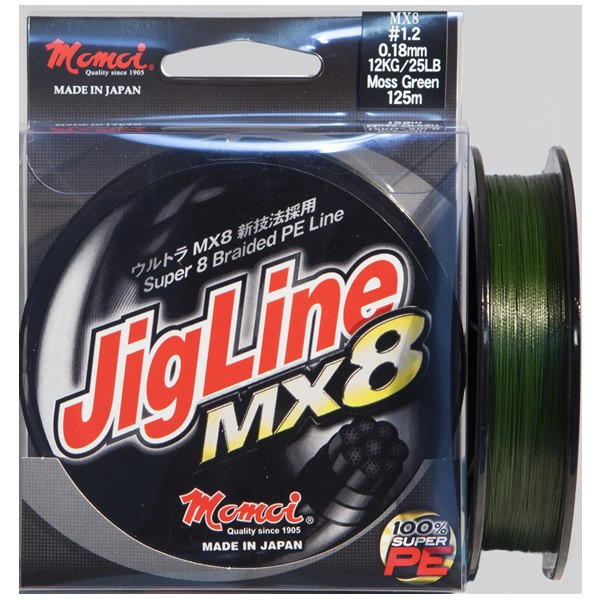 Fir textil Momoi Jigline MX8, Moss Green, 125m (Diametru fir: 0.10 mm)