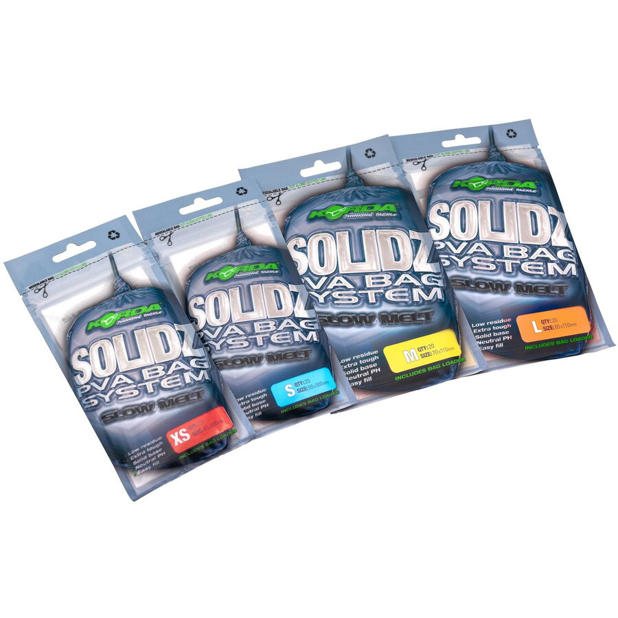 Pungi PVA + Incarcator Korda Solidz PVA Bag System Slow Melt (Varianta: XS 45X100mm 25buc/plic)