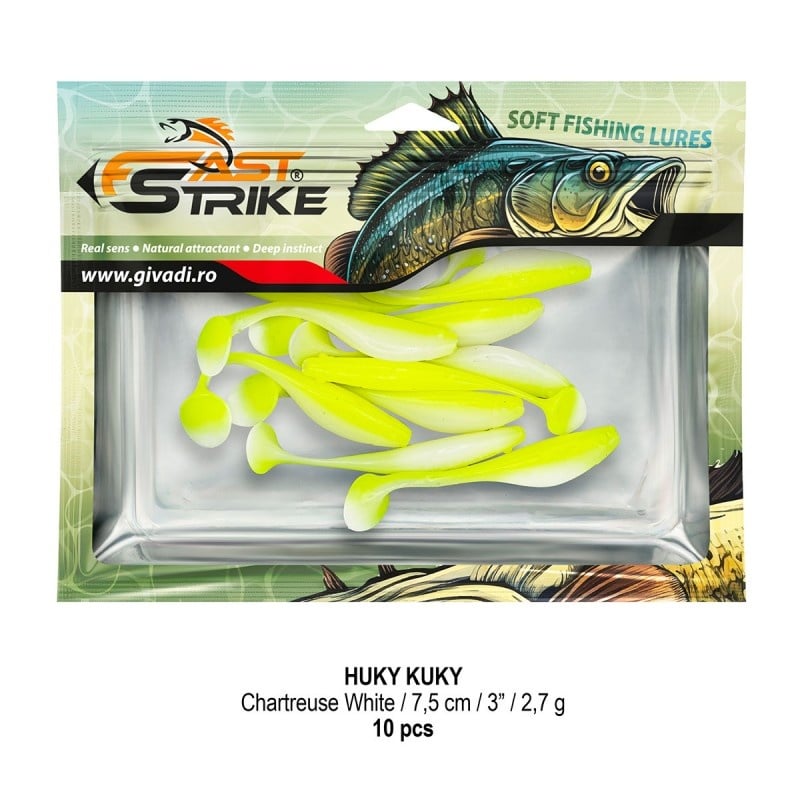 Shad Fast Strike Huky Kuky, Chartreuse White, 7.5cm, 2.7g, 10buc/plic - 2 | YEO