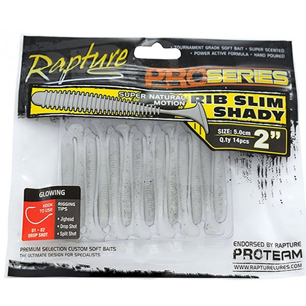 Shad RIB Slim Shady Glowing 5cm, 14buc/plic Rapture