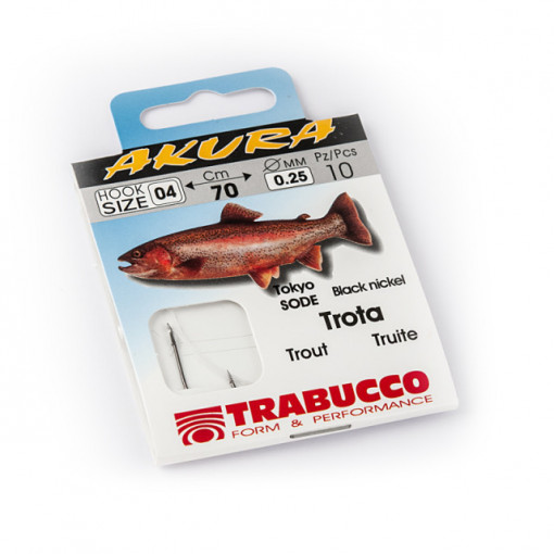 Carlige legate Trabucco Akura pentru pastrav, clean, 10buc