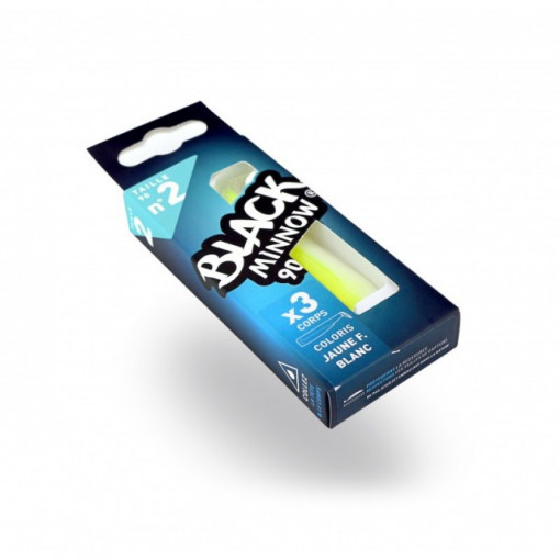 Shad Black Minnow Yellow Fluo, 9cm, 3buc/plic Fiiish