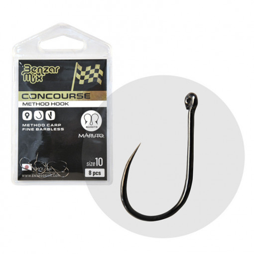 Carlige Benzar Mix Concourse Method Carp Fine Barbless, 8buc/plic
