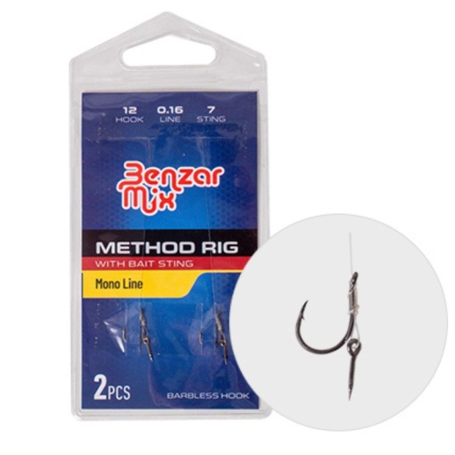 Rig-uri Benzar Method Feeder Rig Barbless Mono Bait Sting, 2buc/plic