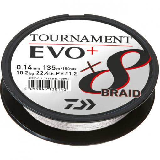 Fir textil Daiwa Tournament X8 BRAID EVO+, alb, 135m