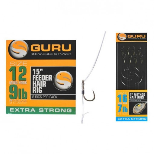 Montura feeder Hair Rig carlig nr. 14 / 0.22mm / 8buc/plic Guru
