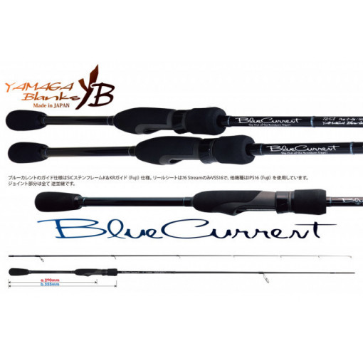 Lanseta Yamaga Blanks BlueCurrent 76 Stream, 2.29m, 12g, 2 tronsoane