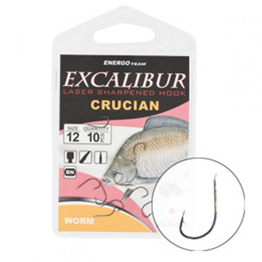 Carlige Excalibur Crucian Worm, 10buc