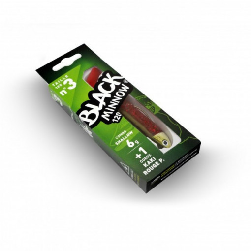 Combo Shad Black Minnow Shallow Kaki/Red, 12cm, Cap 6g + Shad Rezerva Fiiish