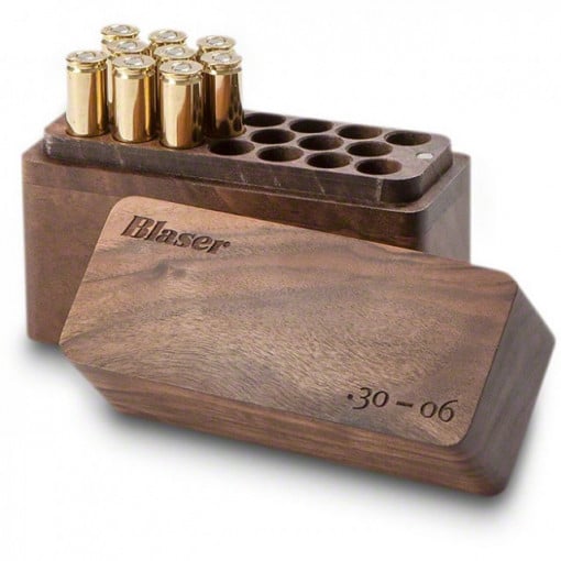 Cutie lemn de nuc pentru munitie 20 posturi Blaser