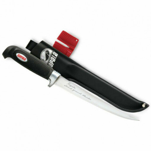 Cutit pentru filetat Rapala Soft Grip Fillet Knife, lama 10cm + ascutitor