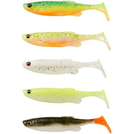 Shad Savage Gear Fat Minnow T-Tail, Darkwater Mix, 9cm, 5buc/plic