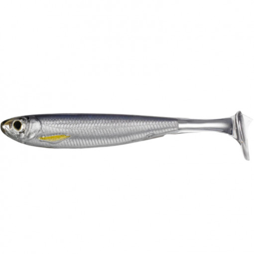 Shad Livetarget Slowroll Shiner Paddle Tail, culoare Silver-Smoke, 10cm, 4buc