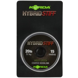 Fir Textil Cu Camasa Korda Stiff Hybrid Coated Braid Hooklink 20lbs, Weed Green, 15m - Img 2
