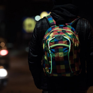 Rucsac Wheel Bee Night Vision iluminare cu LED, carouri multicolor - Img 2