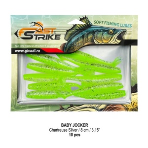 Shad Fast Strike Baby Jocker, Chartreuse Silver, 8cm, 10buc/blister - Img 2