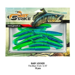 Shad Fast Strike Baby Jocker, Fire Blue, 8cm, 10buc/blister - Img 2