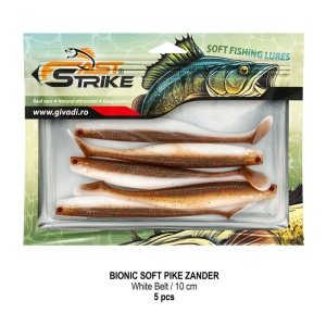 Shad Fast Strike Bionic Soft Pike-Zander, White Belt, 10cm, 5buc/blister - Img 2