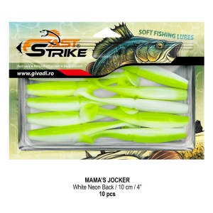 Shad Fast Strike Mama's Jocker, White Neon Back, 10cm, 10buc/blister - Img 2
