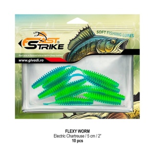Worm Fast Strike Flexy Worm 5cm, 10buc/plic, Electric Chartreuse - Img 2