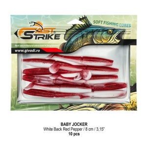 Shad Fast Strike Baby Jocker, White back Red Pepper, 8cm, 10buc/blister - Img 2