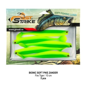 Shad Fast Strike Bionic Soft Pike-Zander, Fire Tiger, 10cm, 5buc/blister - Img 2