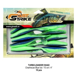 Shad Fast Strike Turbo Zander, Chartreuse Blue Ice, 10cm, 10buc/blister - Img 2