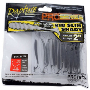 Shad RIB Slim Shady Black Silver 9cm, 10buc/plic Rapture - Img 2