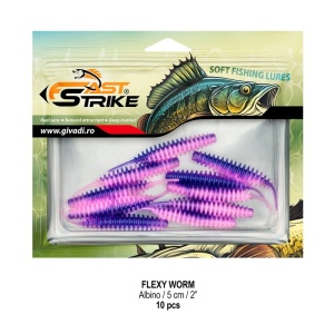 Worm Fast Strike Flexy Worm 5cm, 10buc/plic, Albino - Img 2