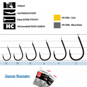 Carlige Jaxon Sumato Chinu, Black Nickel, 10buc/plic - Img 2