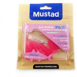 Grub Mustad Aji Micro Plu, UV Clear Pink, 5cm, 15buc/plic - Img 2