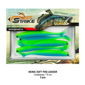 Shad Fast Strike Bionic Soft Pike-Zander, Limetreuse, 10cm, 5buc/blister - Img 2