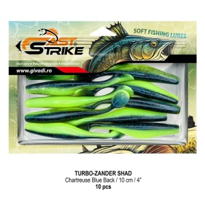 Shad Fast Strike Turbo Zander, Chartreuse Blue Back, 10cm, 10buc/blister - Img 2