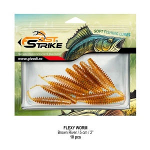 Worm Fast Strike Flexy Worm 5cm, 10buc/plic, Brown River - Img 2