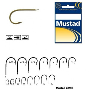 Carlig auriu Mustad 289H, cioc papagal, 50 buc