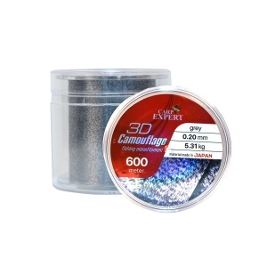 Fir Monofilament Carp Expert Neo 3D Camouflage Grey + Black, 600 m