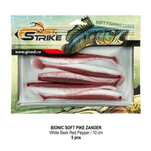 Shad Fast Strike Bionic Soft Pike-Zander, White Back Red Pepper, 10cm, 5buc/blister - Img 2