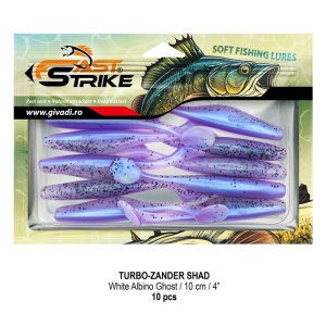 Shad Fast Strike Turbo Zander, White Albino Ghost, 10cm, 10buc/blister - Img 2