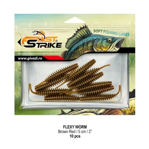 Worm Fast Strike Flexy Worm 5cm, 10buc/plic, Brown Red - Img 2