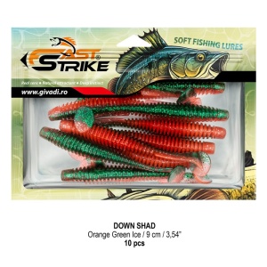 Shad Fast Strike Down Shad 9cm, 10cm/plic, Orange Green Ice - Img 2