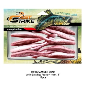 Shad Fast Strike Turbo Zander, White Back Red Pepper, 10cm, 10buc/blister - Img 2