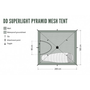 Cort panza anti-insecte DD Hammocks SuperLight Pyramid, 1 persoana - Img 7