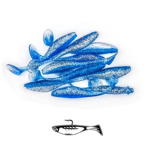 Shad Fast Strike Huky Kuky, Blue Pepper, 7.5cm, 2.7g, 10buc/plic - Img 2