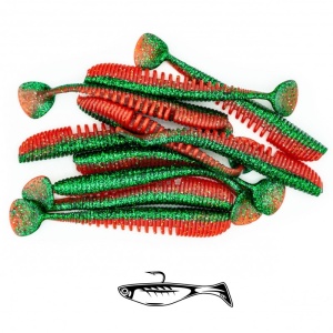 Shad Fast Strike Takeda, Culoare 11 Green Red Pepper, 8cm, 3.2g, 10buc/plic - Img 2