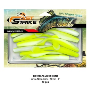 Shad Fast Strike Turbo Zander, White Neon Back, 10cm, 10buc/blister - Img 2