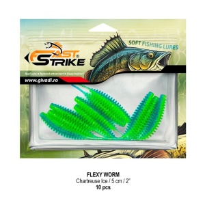 Worm Fast Strike Flexy Worm 5cm, 10buc/plic, Chartreuse Ice - Img 2