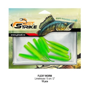 Worm Fast Strike Flexy Worm 5cm, 10buc/plic, Limetreuse - Img 2