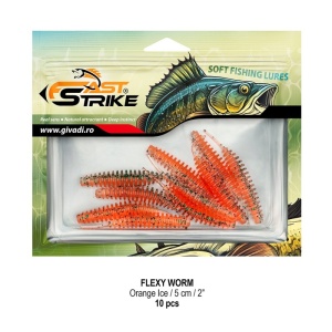 Worm Fast Strike Flexy Worm 5cm, 10buc/plic, Orange Ice - Img 2