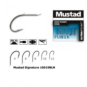 Carlig nichel negru,forjat,1 spin, 10 buc. plic MUSTAD