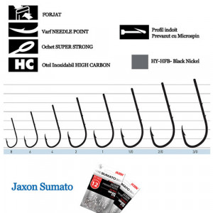 Carlige Jaxon Sumato Baitholder HFB, Black Nickel, 10buc/plic - Img 2
